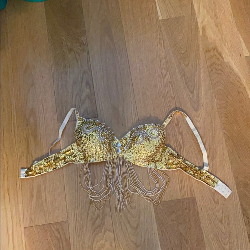 Gold sequin bra with beads